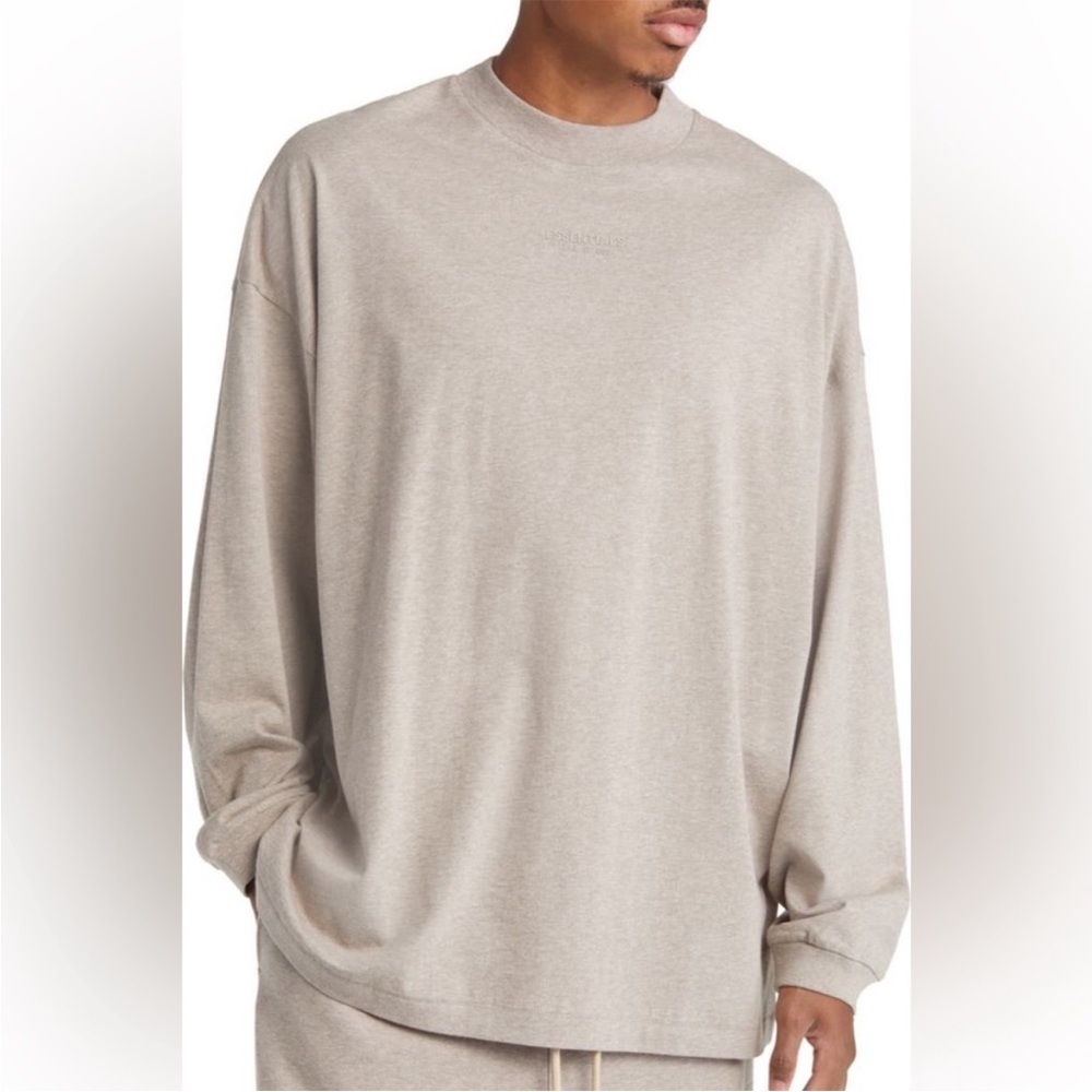 Essentials Fear of God Gray Long Sleeve Oversized T-Shirt Large
